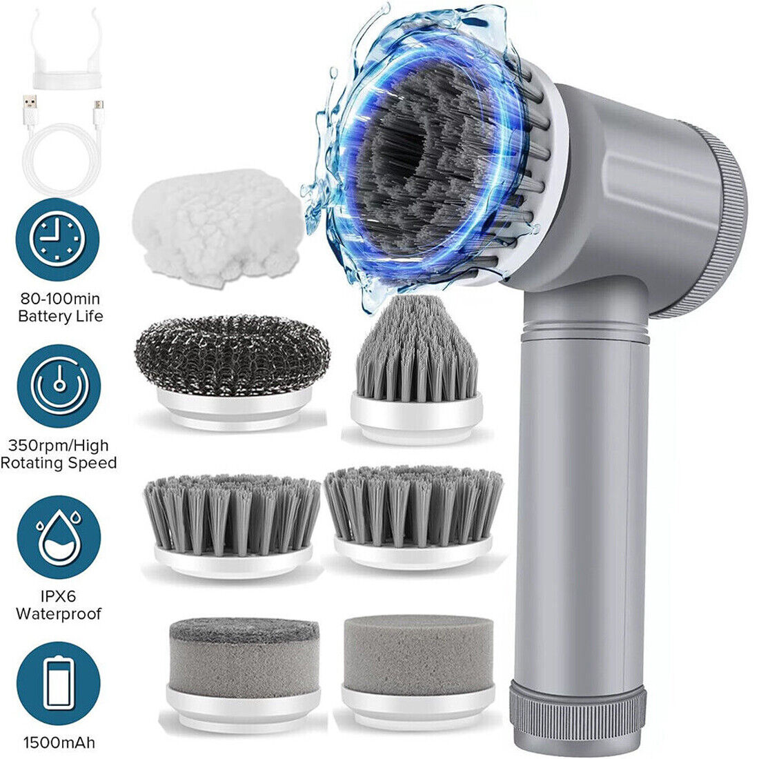 8-in-1 Electric Spin Scrubber – Effortless Deep Cleaning in Minutes