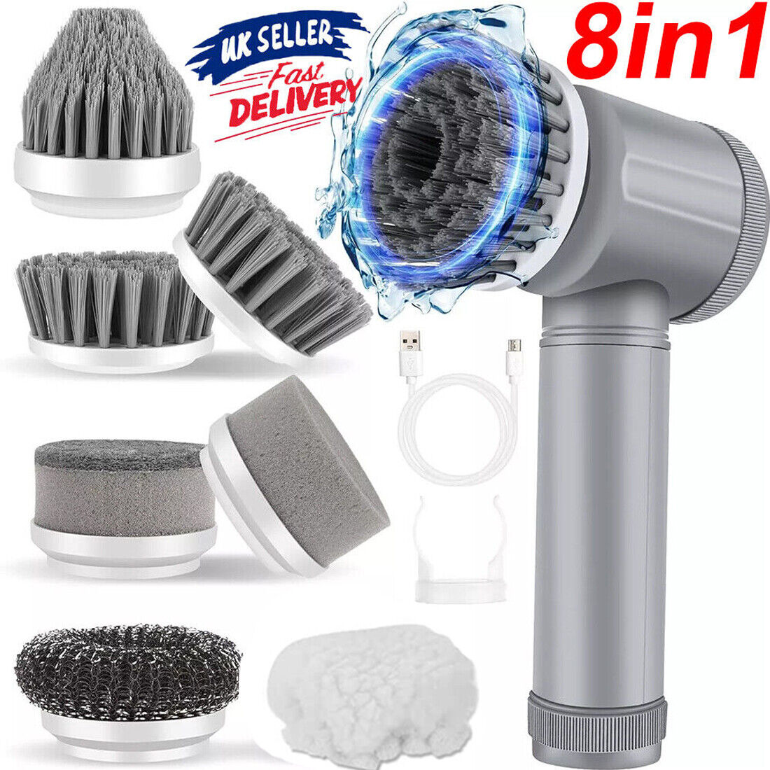 8-in-1 Electric Spin Scrubber – Effortless Deep Cleaning in Minutes