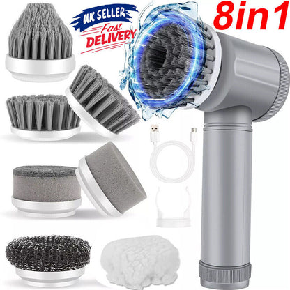 8-in-1 Electric Spin Scrubber – Effortless Deep Cleaning in Minutes