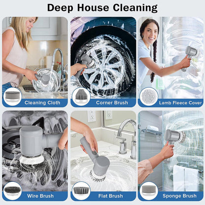 8-in-1 Electric Spin Scrubber – Effortless Deep Cleaning in Minutes